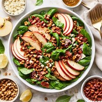 Spinach Salad with Smoked Chicken Apple Walnuts Bacon