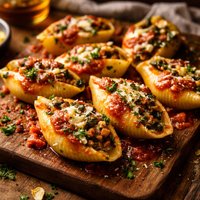 Spinach Sausage Stuffed Pasta Shells