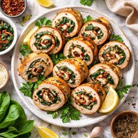 Spinach Stuffed Chicken Spirals