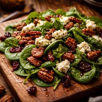Spinach Toffee Pecan and Goat Cheese Salad