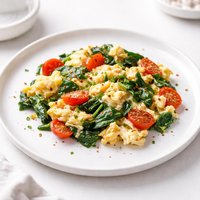 Spinach Tomato Egg Cheese Scramble