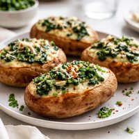 Spinach Topped Baked Potatoes