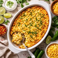 Spoon Bread with Green Chiles Corn and Cheese
