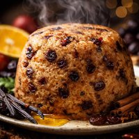 Spotted Dick Traditional British Steamed Fruit Sponge Pudding