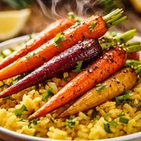 Spring Carrots with Yellow Rice