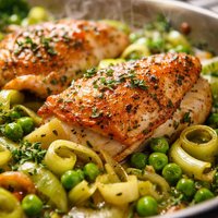 Spring Chicken with Leeks and Peas