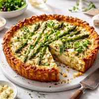 Spring Hash Brown Quiche with Asparagus and Goat Cheese
