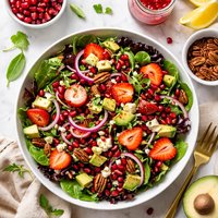 Spring Mix Salad with Pomegranate Honey Dressing and Toasted P
