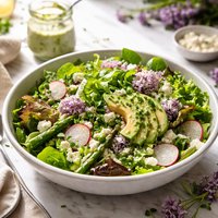 Spring Salad with Chive Blossom Dressing
