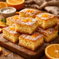 Squares of Cake with Cheese and Orange