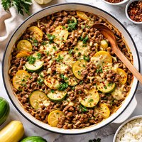 Squash Ground Beef and Cheese Skillet