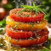 Stacked Tomatoes with Tarragon Infused Oil
