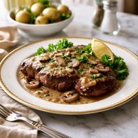 Steak Diane from a Treasury of Great Recipes by Vincent Price