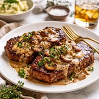 Steak in Rum and Mushroom Sauce for Two