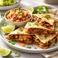 Steak Quesadillas with Hot Peach Salsa