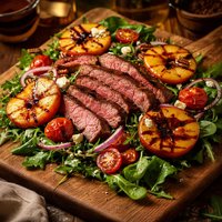 Steak Salad with Grilled Peaches