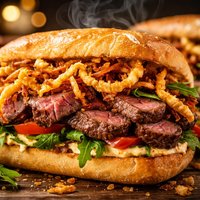 Steak Sandwiches with Crispy Onions