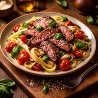 Steak Tomato Basil Pasta