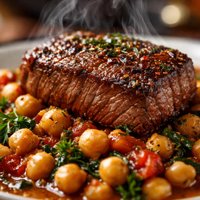 Steak with Garbanzo Beans Chickpeas