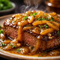 Steak with Onion Gravy