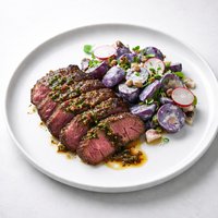 Steak with Purple Potato Salad