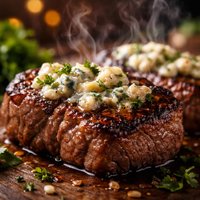 Steaks Topped with Bleu Cheese