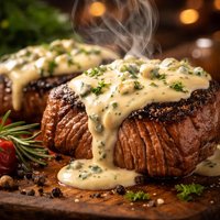 Steaks with Stilton Cheese Sauce