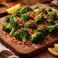 Steamed Broccoli with Garlic and Bread Crumbs