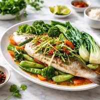 Steamed Ginger Fish Vegetables