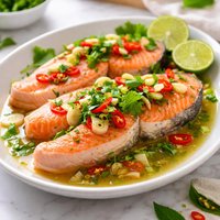 Steamed Salmon Steaks Thai Style