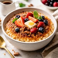 Steel Cut Oatmeal with a Crispy Maple Crust