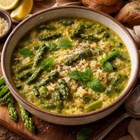 Stelline in Zuppa Di Asparagi E Menta