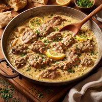 Stewed Veal in a Cream and Lemon Sauce