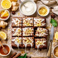 Sticky Ginger Cake with Lemon Icing