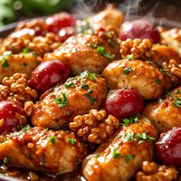 Sticky Walnut and Grape Chicken