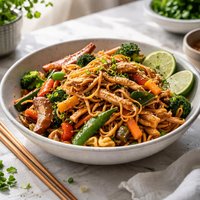 Stir-Fried Noodles with Vegetables and Meat