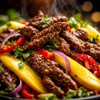 Stir Fried Beef with Mango Salad