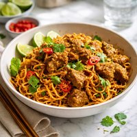 Stir Fried Noodles with Singapore Lamb Curry