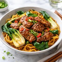 Stir Fried Pork with Bok Choy and Noodles