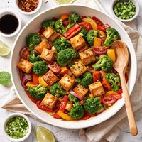 Stir Fried Tofu Peppers Broccoli
