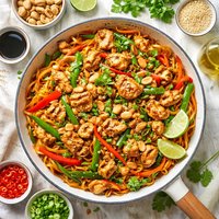 Stir Fry Noodles with Chicken and Macadamias Australian