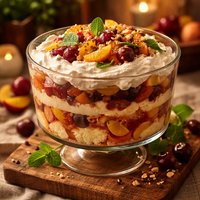 Stone Fruit Trifle with Lemon Balm or Verbena or Mint Cream