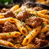 Stove Top Beef and Penne with Pumpkin Sauce