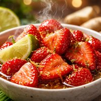Strawberries with Lime Ginger Syrup