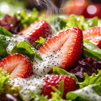 Strawberries with Salad Greens and Poppy Seed Dressing