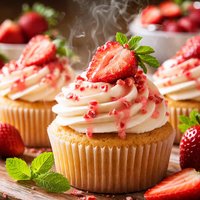 Strawberry and Cream Cupcakes