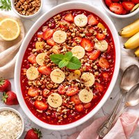 Strawberry Banana Gelatin Salad with Pecans