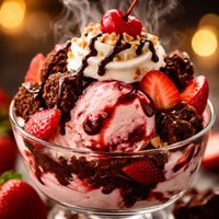 Strawberry Brownie Ice Cream Sundae