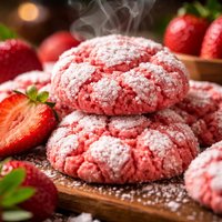 Strawberry Crinkle Cookies