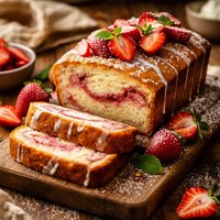 Strawberry Swirl Cream Cheese Pound Cake